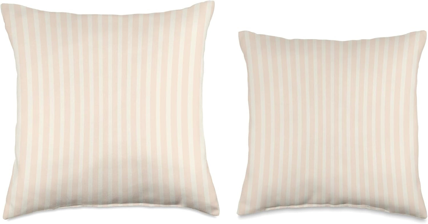 Pastel Soft Peach Alabaster White Striped Pattern Aesthetic Throw Pillow