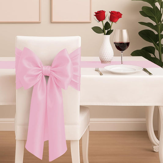 Q&J Fabric Co 2 Packs Satin Table Runners, 12x108 Inches Long, Silk-Like Smooth Pink Satin Table Decor for Festive Christmas Thanksgiving Wedding Birthday Party Banquets Decorations