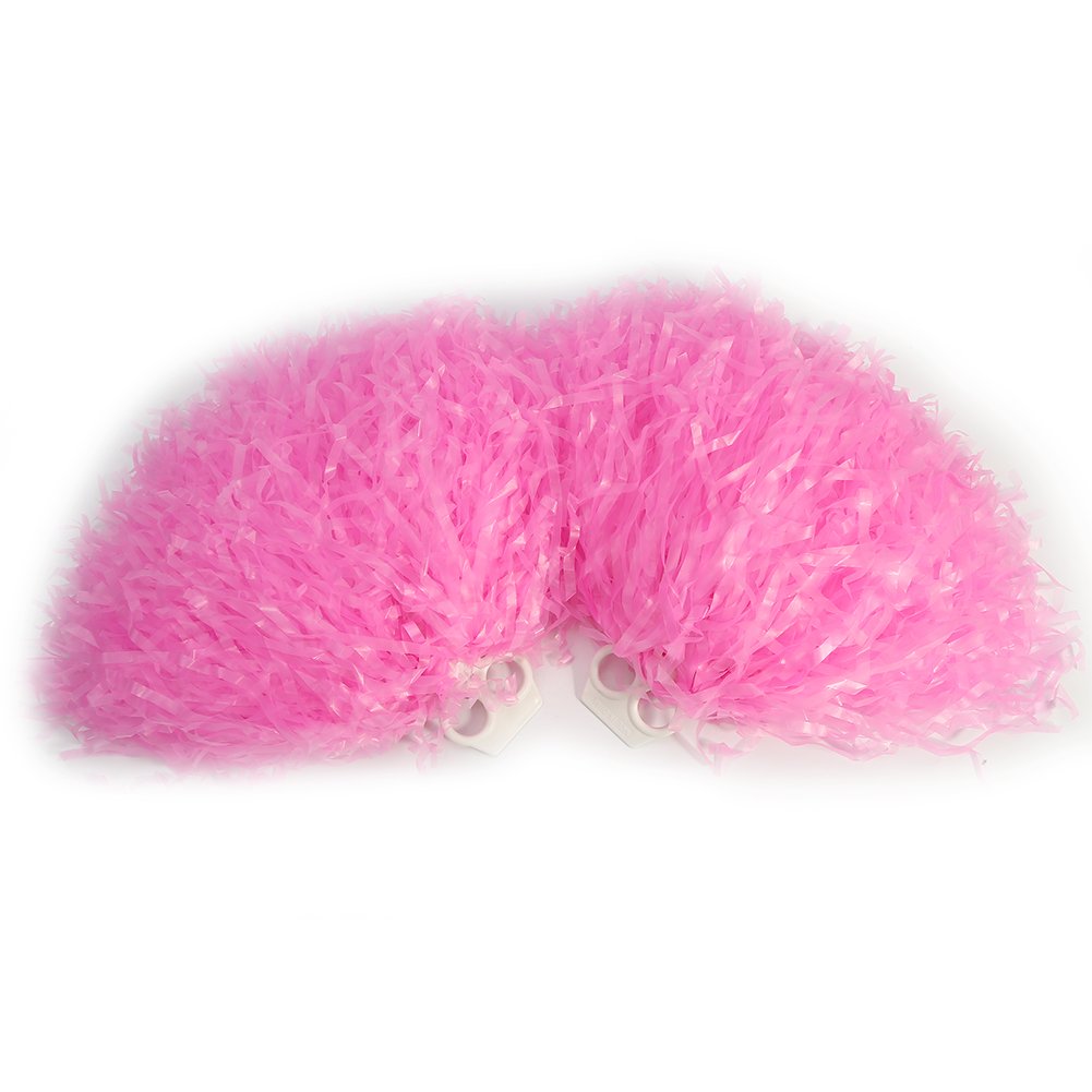 Cheerleading Pom Poms 2pcs Durable Elastic Custom Team Look for Youth Cheer Squad Sports Party Dance Accessories 8 Colors (Pink)