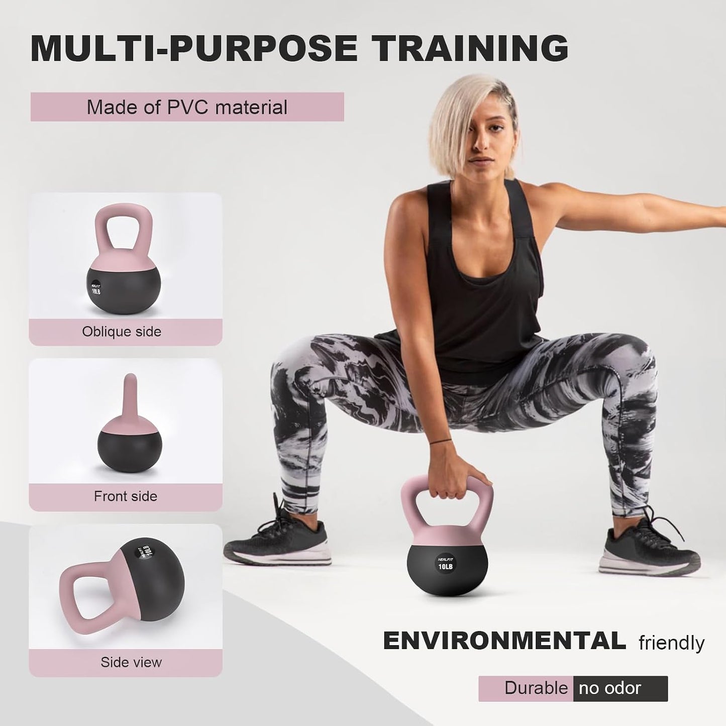 NEALFIT Soft Kettlebell 5LB/10LB/15LB/20LB/25LB, Kettlebells for Home Gym Strength Training, Anti-Slip Fitness Weights for Men Women
