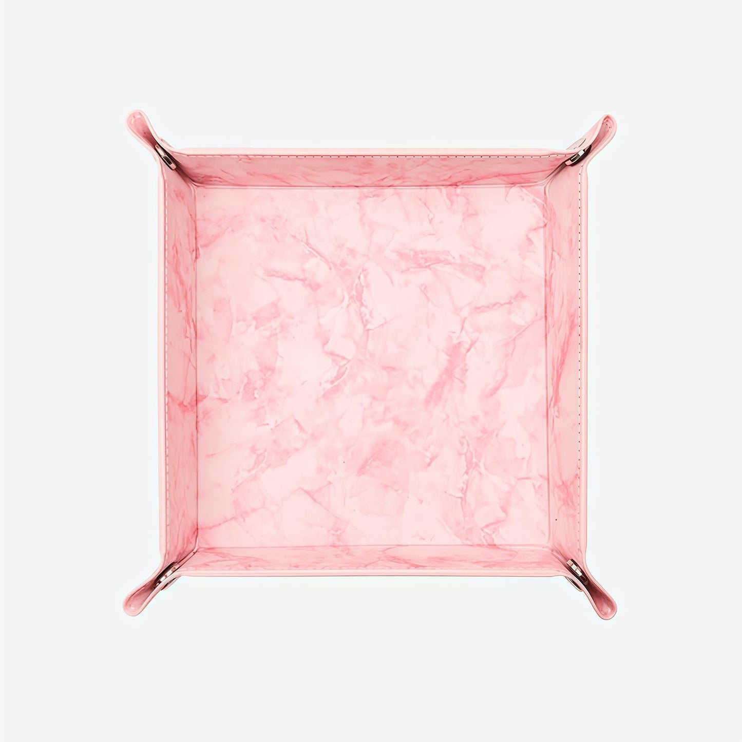 Valet Tray Desktop Storage Organizer – Vegan Leather Catchall Bedside Vanity Tray Nightstand Caddy Holder for Remote Controller, Watch, Keys, Phone, Wallet, Coin, Jewelry, Marble Pink