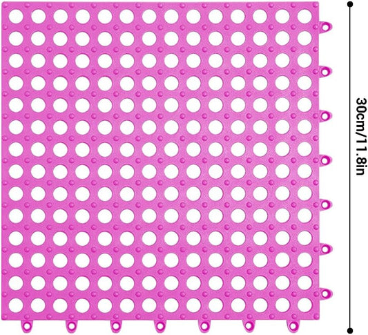 Tyenaza 10Pcs Bath Tub Shower Mat, Suction Cup Floor Mats Anti Slip Plastic Mosaic Bath Mat Tub Bathroom Mats for Kitchen Bathroom (Pink)