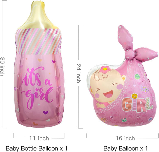 Pink Baby Shower Balloons for Girl Baby Shower Decorations Baby Girl Foil Balloons It's a Girl Baby Bottle Balloons 5 Pcs