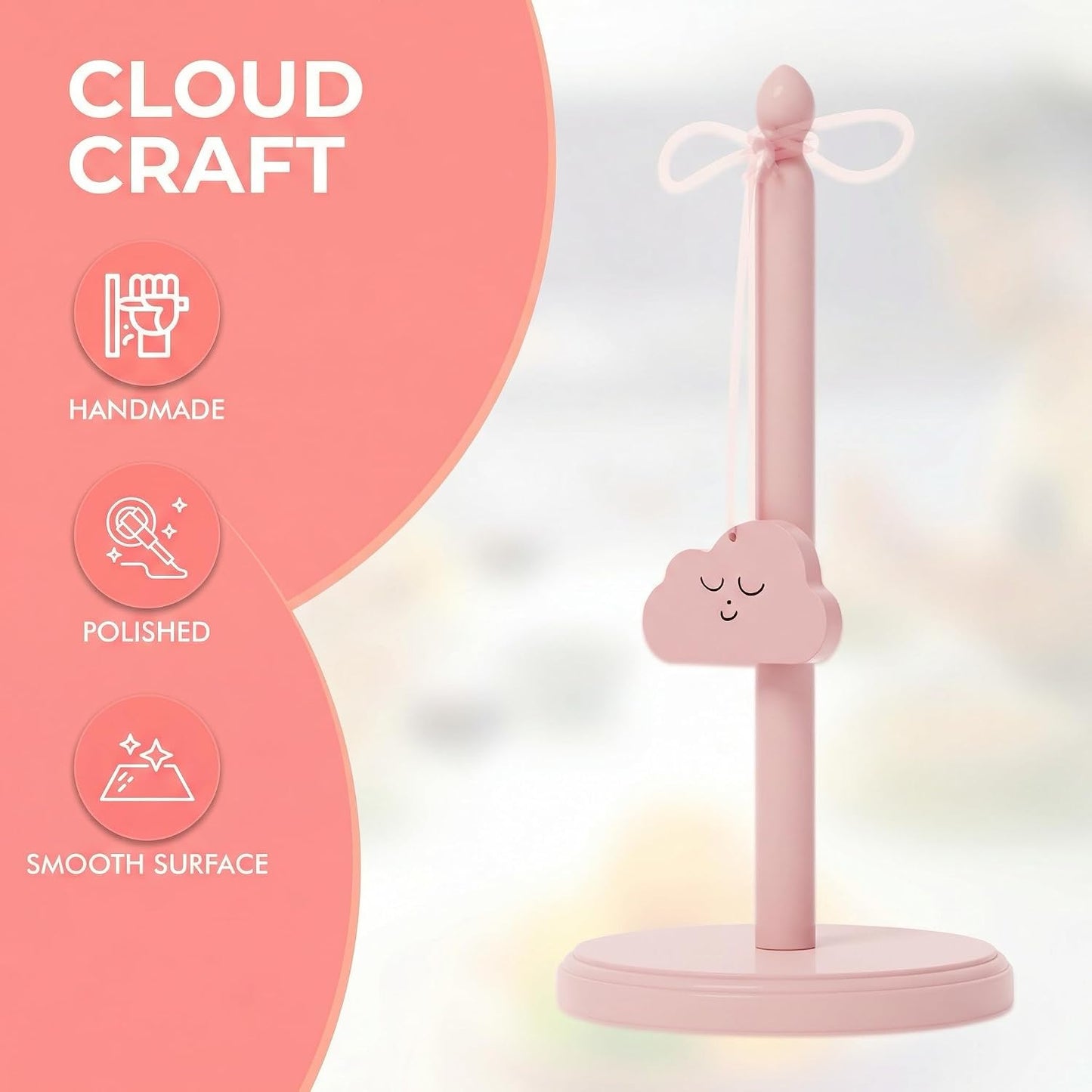 HOTCAN 2 in 1 Pink Paper Towel Holder Countertop with Built in Beer Bottle Opener | Kitchen Towel Holder Stand Accessory | Durable Beechwood House Decor Aesthetic Design | Windproof for Outdoor Use