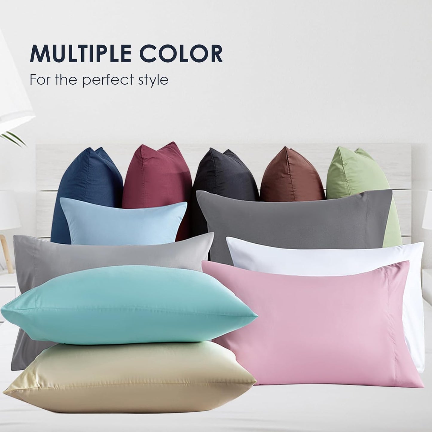 FreshCulture Dusty Pink Pillowcases Queen Size 2 Pack - Pillowcase Set - Envelope Closure - Soft Brushed Microfiber Fabric - 20x30 Inches Pillow Case Set of 2 for Home, Hotels, Schools