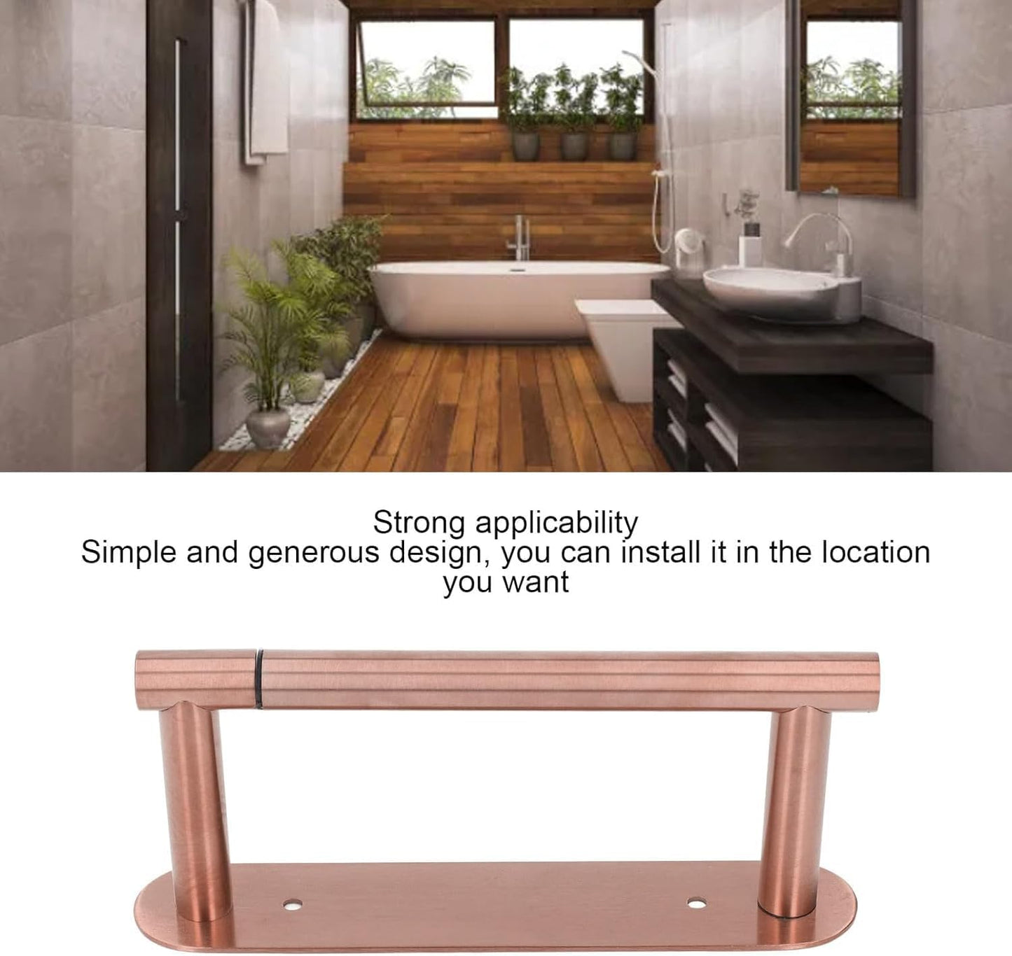 YUET Toilet Roll Holder, Self Adhesive or Screw in Wall Mounted Options, Double Post Pivoting Tissue Roll Holder, Stainless Steel Rustproof Stick On No Drilling Wall Mount for Bathroom, Rose Gold
