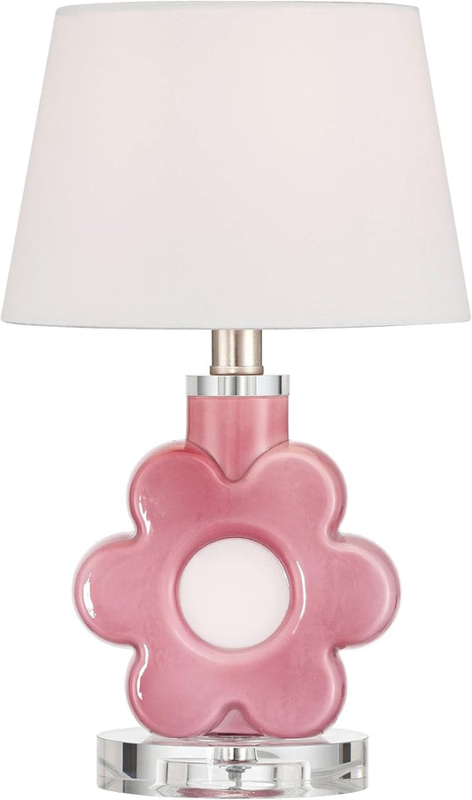 360 Lighting DreamGlow Peony Bloom 15" High Pink Glass Flower Accent Table Lamp