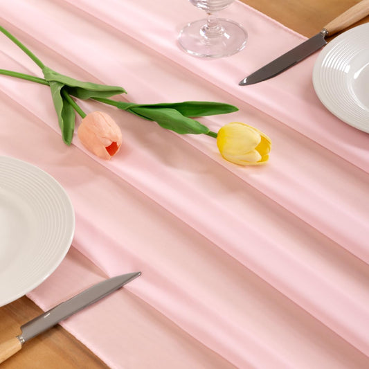 Socomi Blush Pink Chiffon Table Runner Summer Boho Rustic 10ft 29x120 Inches Wedding Centerpiece Runner Decor Sheer Bridal Shower Birthday Party Decorations