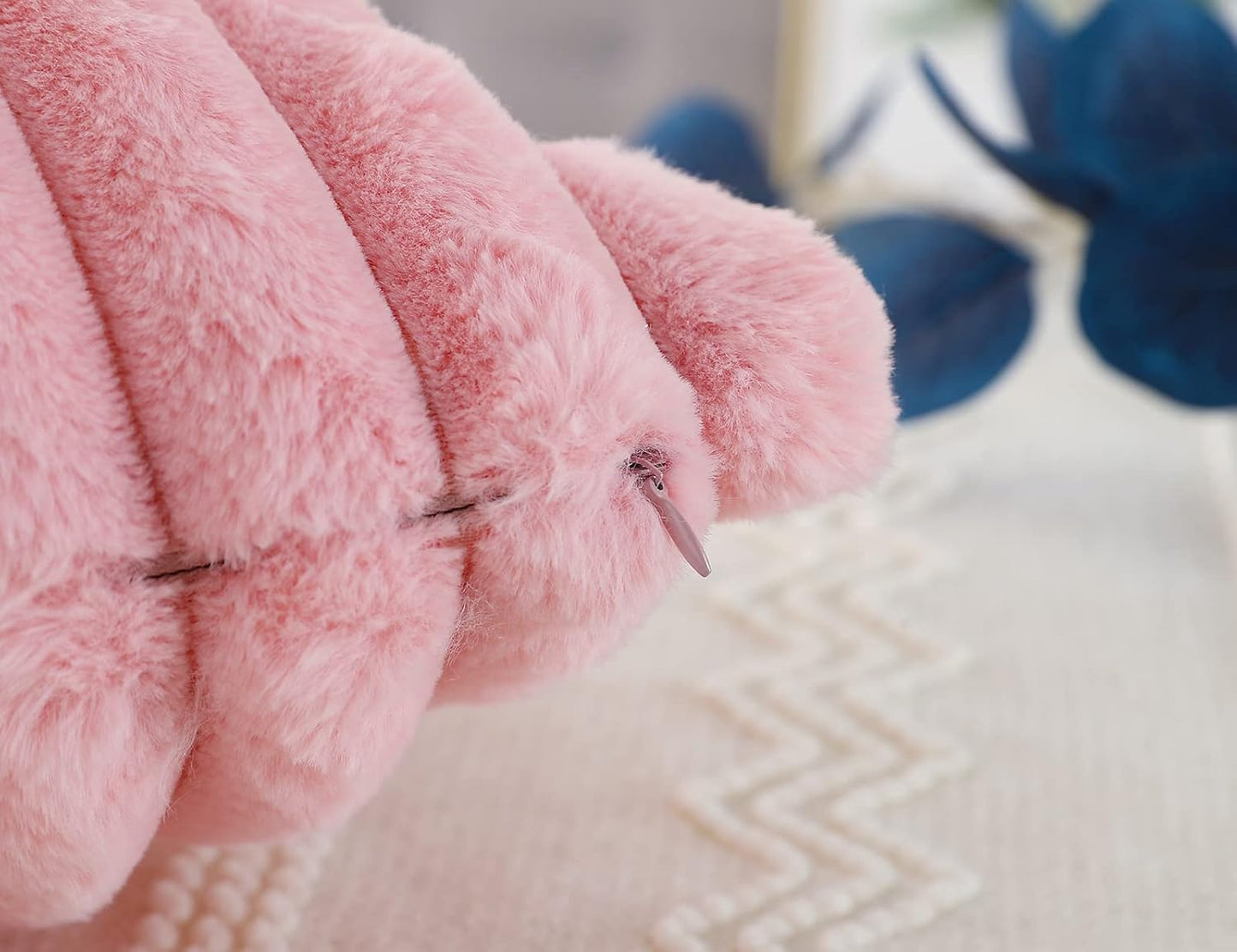 PANOD Faux Fur Decorative Lumbar Throw Pillow Covers 12 x 24,Long Boho Lumbar Pillow Covers Pillow Case Cushion Case for Bed Sofa Farmhouse Livingroom,Pink