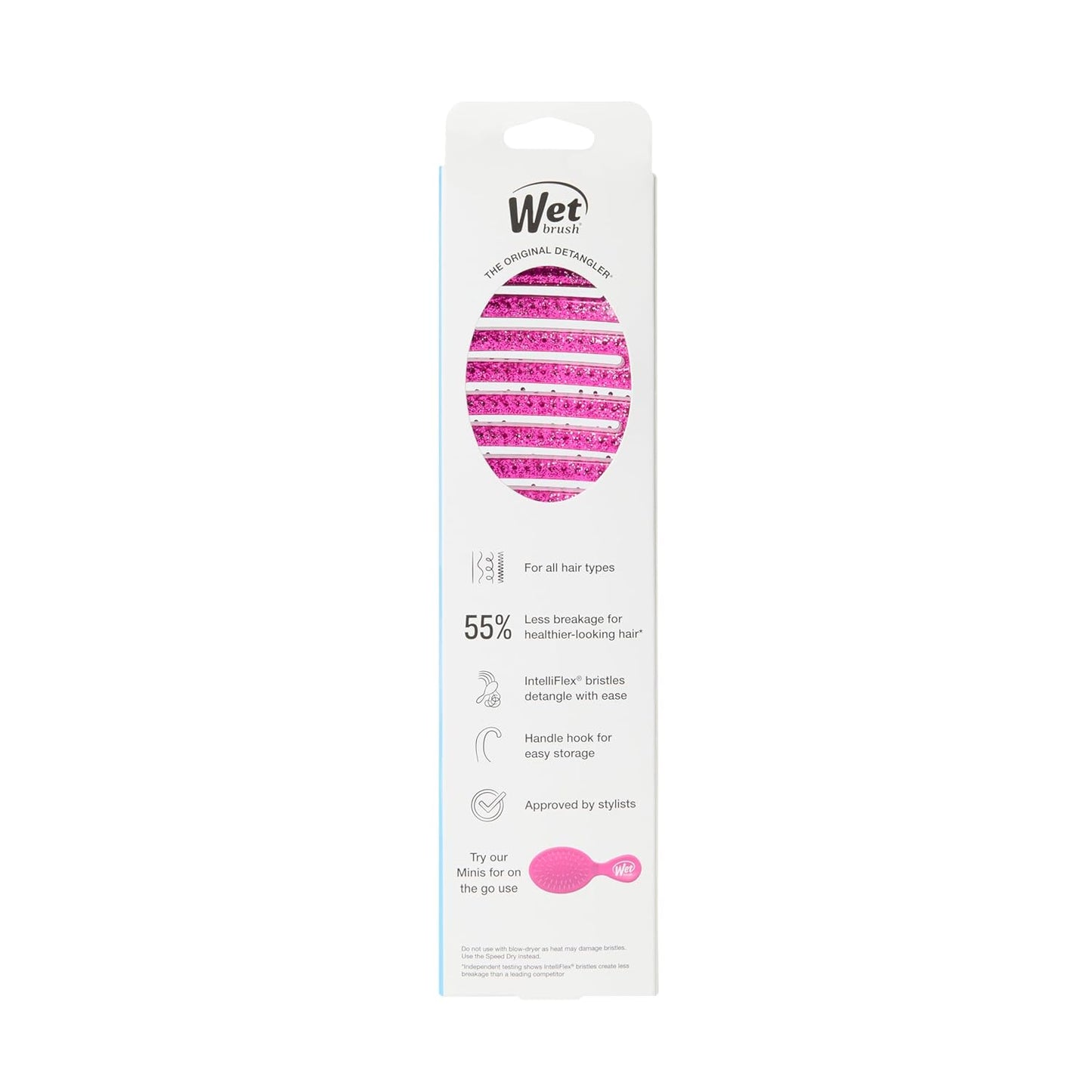 Wet Brush Shower Hair Brush Detangler - Exclusive Ultra-soft IntelliFlex Bristles - Minimizes Pain And Protects Against Split Ends and Breakage - Comb For Women, Men, Wet & Dry Hair - Pink Glitter