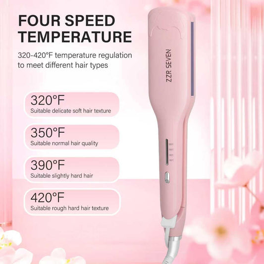 Curling Iron Hair Crimper Waver Beach Waves Curling Wand Hair Curler Beach Waver for Women, Dual Voltage, Anti-Scald, Easy to Use, 1.25 Inch, Pink