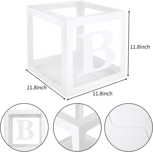 RUBFAC Baby Boxes for Baby Shower Decoration with 8 Letters and 36 Balloons 4pcs Clear Balloon Boxes BABY Blocks for Girls Birthday Party Decorations(Pink)