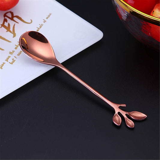 Demitasse Mini Coffee Spoons, 4.7 Inches, Set of 6, Small Stainless Steel Spoons for Dessert, Tea, Appetizer, Party Supplies (Rose Gold)