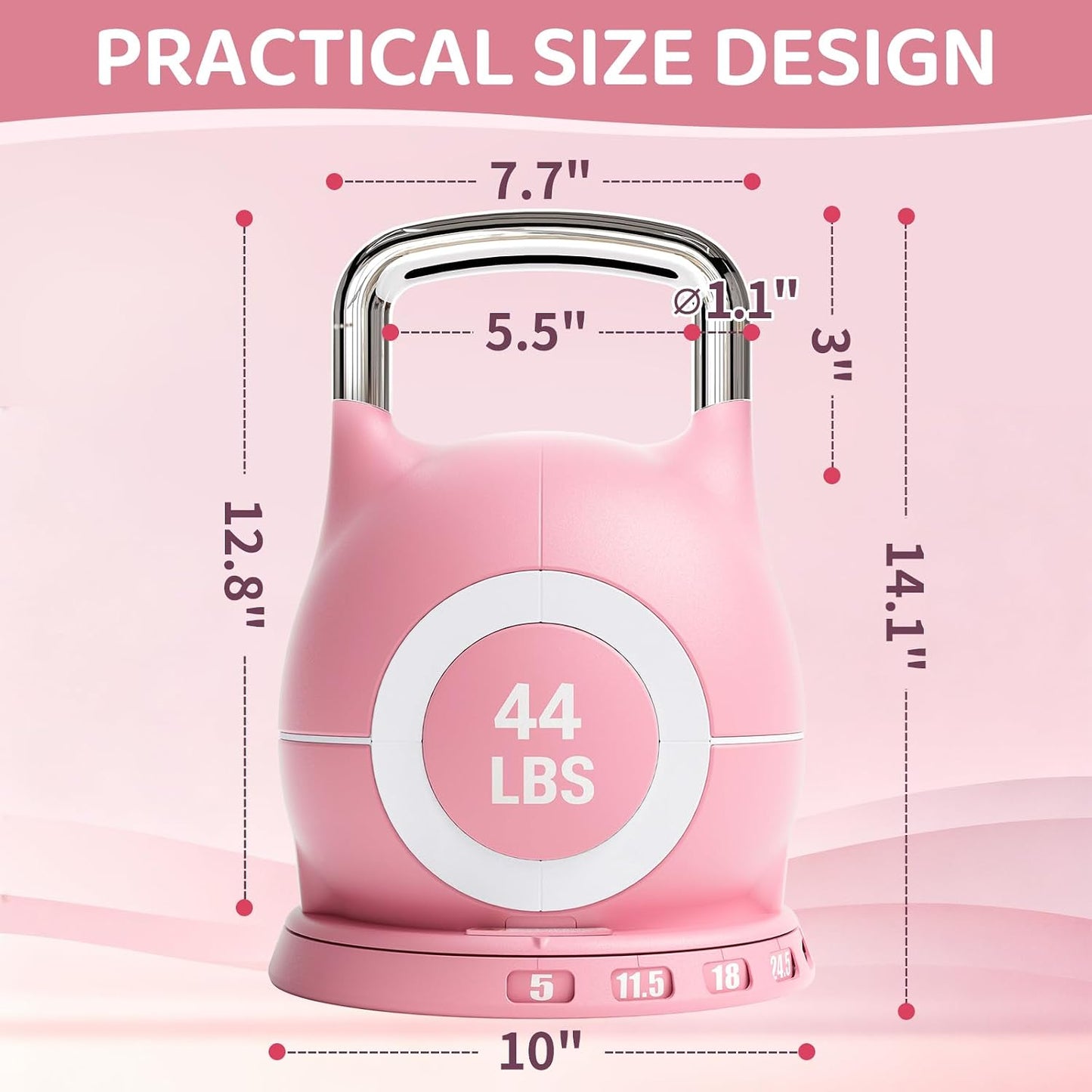 LIFERUN Adjustable Kettlebell Set with 7 Weight Levels, Choose 22.5 lb or 44 lb, Quick-Change Weight Dial & Safety Lock, Space-Saving Design, Full-Body Workout & Cross-Training