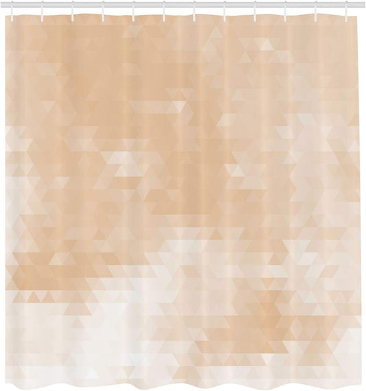Ambesonne Contemporary Shower Curtain, Geometric Abstract Pattern with Triangles Ombre Inspired Illustration, Cloth Fabric Bathroom Decor Set with Hooks, 69" W x 70" L, Pale Peach