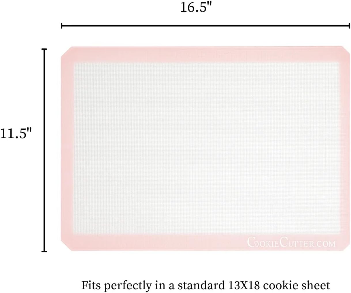 CookieCutter.com 16.5"x11.5" Pink Silicone Baking Mat - Reusable Nonstick Baking Sheet - Sandy Pink (2 Pack)