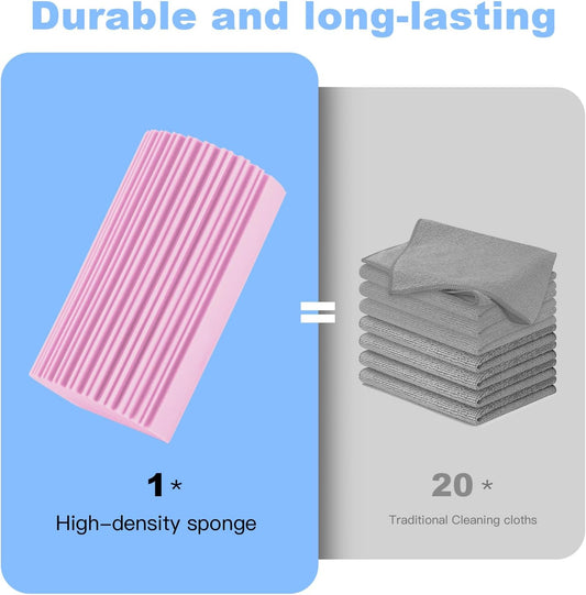 4 Pack Damp Clean Duster Sponge, Magic Sponge Eraser for Household Cleaning, Reusable Dusters Cleaning Supplies for Housekeeping, Dish, Blinds, Glass, Baseboards,Window Track Grooves and Faucets
