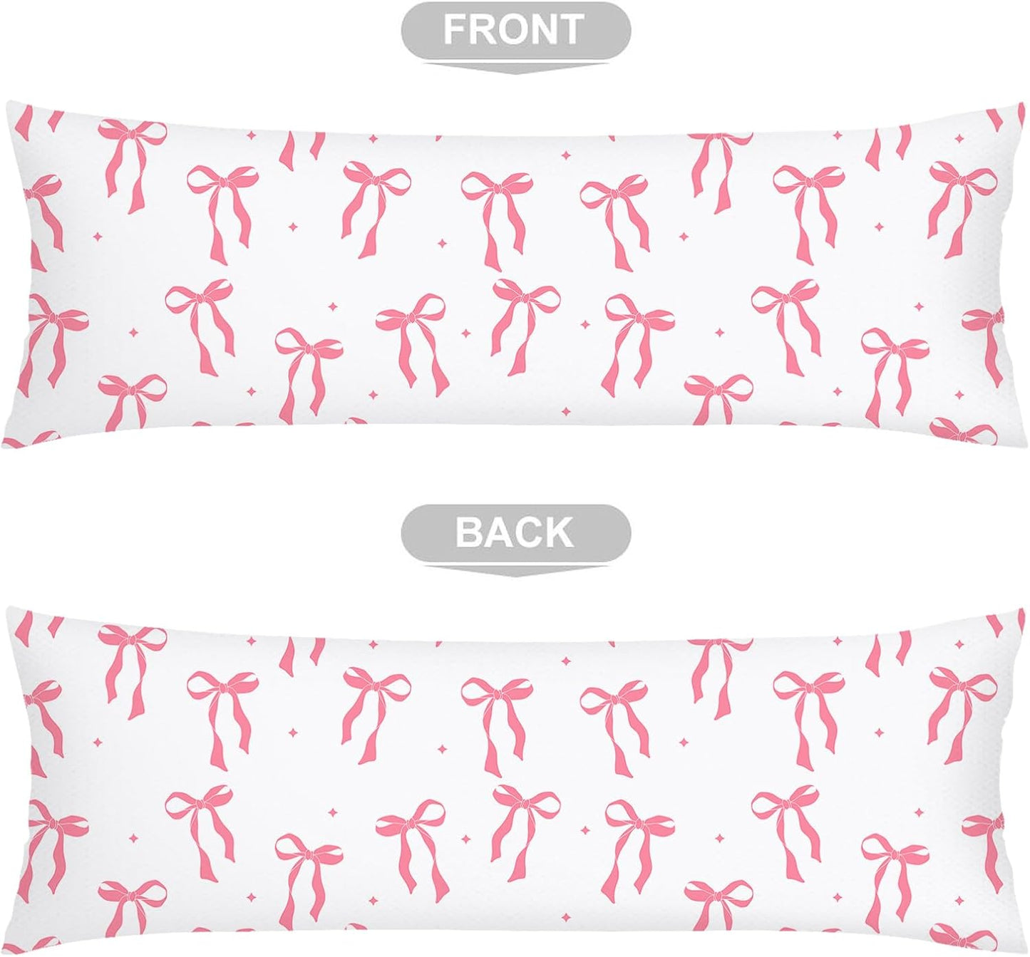 Pink Ribbon Bow Lumbar Pillow Cover 14x36 Long Body Pillow Covers for Bed,Decorative Accent Throw Pillows Cover with Zipper Bedroom Decor Pillows Cases White and Pink Couch Pillowcase for Sofa