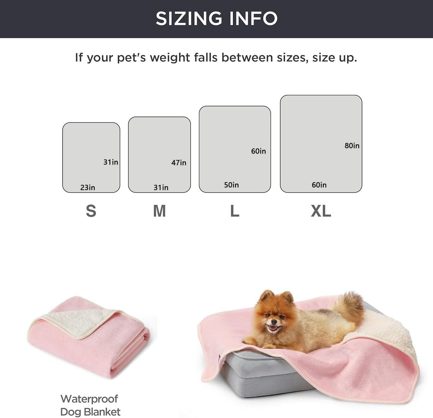 Waterproof Dog Blanket, Urine Resistant Pet Blanket for Sofa Bed, Double Sided Waterproof Blanket for Small and Medium Dogs, Cat Blanket, Washable Fleece Blanket (Pink) (23X31in)