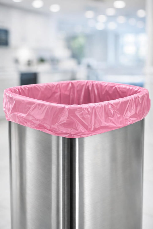33 Gallon Pink Trash Bags – 1.5 Mil Heavy Duty Large Garbage Bags – Puncture & Tear Resistant Low-Density Liners – Perfect for Event Cleanup, Color-Coded Sorting, and Storage (6)