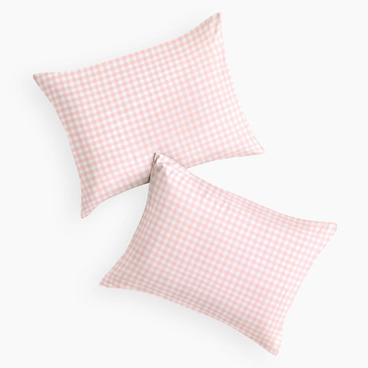 Wake In Cloud - Gingham Pillow Cases, Plaid Checkered Check Cute Preppy Pattern Printed, Set of 2 Soft Pillowcases Pillow Shams Covers, Light Pink, Standard Size 20x26 Inches