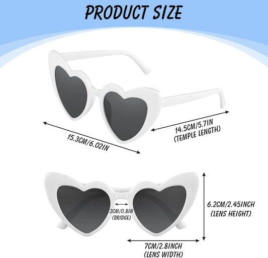 6 Pack Bachelorette Sunglasses Heart Shaped Sunglasses Vintage Heart Glasses for Women Wedding Party Decor