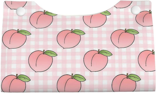 Fruit Peach Pinks Plaid Long Tissue Box Cover Paper Holder Home Decor 7.9'' x 4.9'' x 4.5''