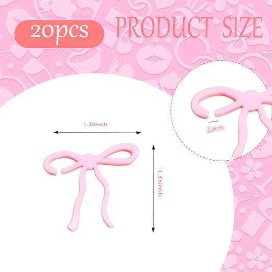 20 pcs Bow Drink Markers, Acrylic Drink Tags Bow themed Party Favors, Coquette Birthday Wedding Cocktail Party Decorations Pink Bow Party Accessories (Pink tags)