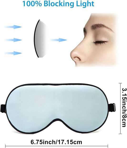 CHILDHOOD Super Soft Silk Sleep Mask for Kids with Adjustable Strap-Silk Eye Mask for Sleeping Blocking Lights (Blue & Pink)