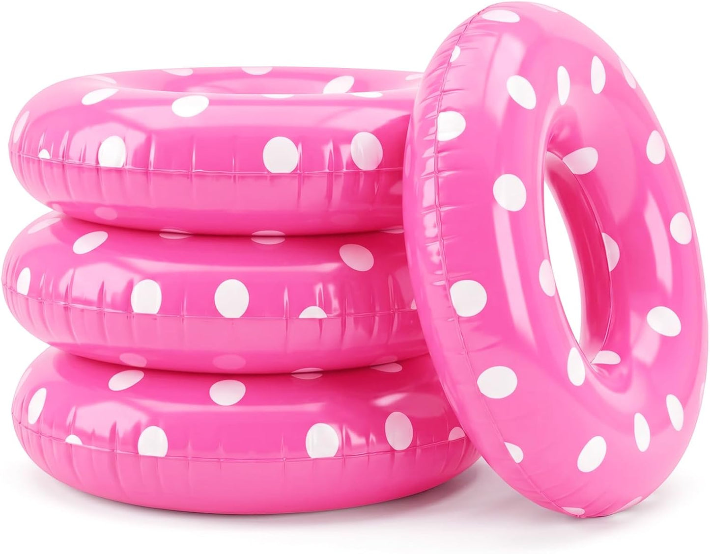 4 Pcs Adults Inflatable Swimming Ring, Polka Dots Themed Pool Floats, Inflatable Tubes for Adults, Pool Float, Beach Lake River Summer Decor Swimming Party