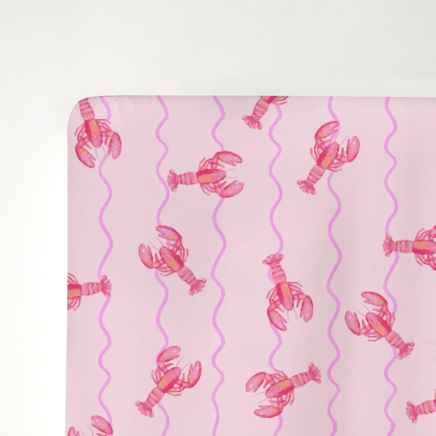 Pink Lobster Bows Stripe Baby Crib Sheets for Boy Girl 52x28Inch Lobsters Sea Ocean Stripes Soft Snug Fitted Crib Mattress Covers Coastal Summer Baby Sheet for Standard Crib & Toddler Bed Mattress