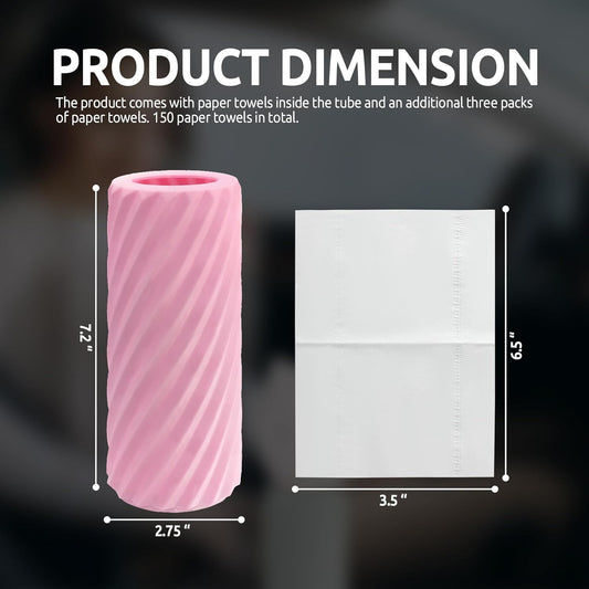 Car Cup Holder Tissue with 3 Pack Facial Tissues, Car Tissues Cylinder, Refillable Round Travel Tissue Tube for Vehicle, Office, Home Use (Pink)