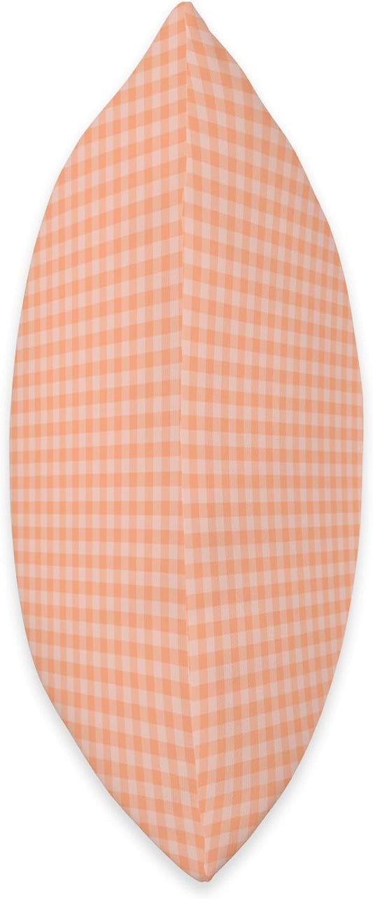 Cute Pastel Coral Peach Plaid Gingham Checkered Pattern Throw Pillow