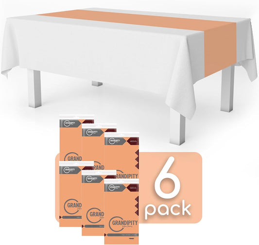 Peach 6 Pack Premium Disposable Plastic Table Runner 14 x 108 Inch. Table Runner for Dinner Parties & Events by Grandipity