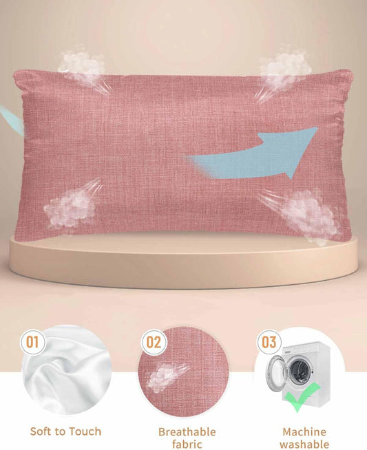 Vintage Peach Pink Satin Pillowcase for Hair and Skin with Zipper, Soft Breathable Cooling Silk Pillow Cases, Farmhouse Retro Solid Color Linen Texture Throw Pillow Covers King Size 20''x40''