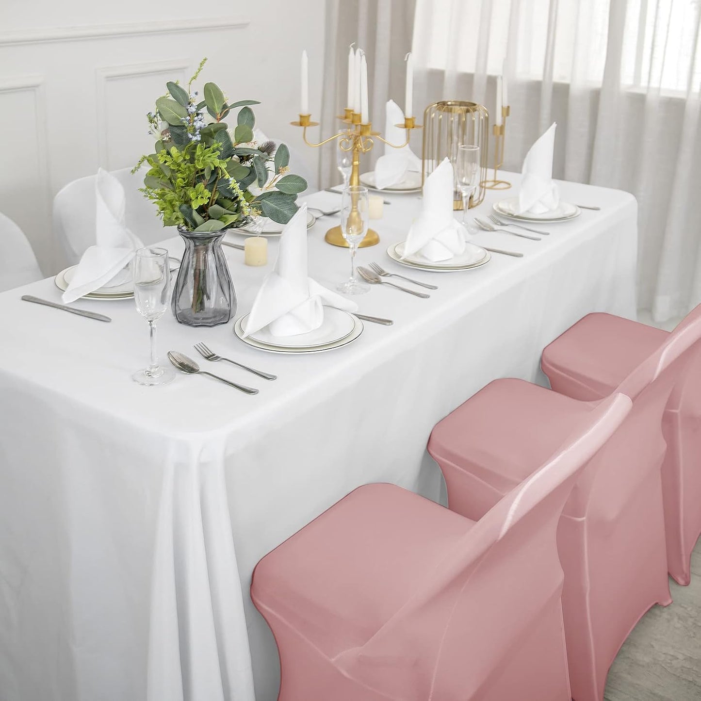 Ascoza 20 Pack Dusty Pink Spandex Folding Chair Covers in Stretch Washable Fabric for Wedding, Party,Holidays,Celebration and Other Special Events