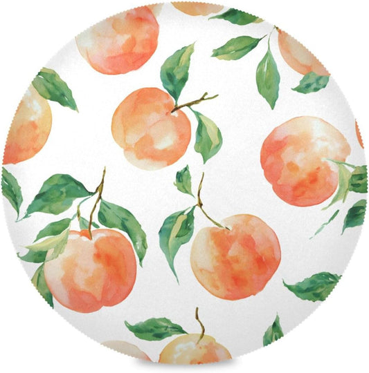 susiyo Round Placemats Set Peach Watercolor Pattern 6 Pcs Fabric Table Mats for Dining Table