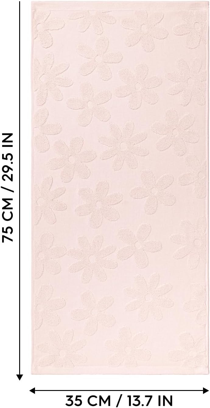Artoid Mode 2 Pcs Pink 3D Floral Jacquard Spring Hand Towels for Bathroom, 100% Cotton Soft Absorbent Bathroom Decor Towels, 13.7 x 29.5 Inch