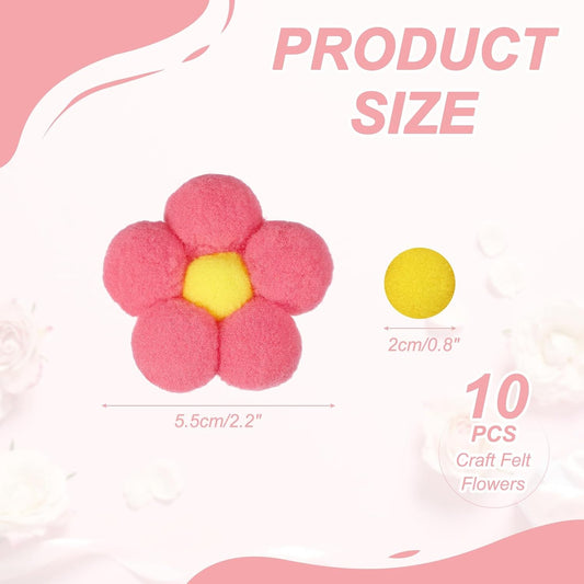 uxcell 10 Pcs Craft Felt Flowers, Spring Tree Ornament Decor Fabric Flower Embellishments Felt Hanging Ornaments for Home Party Door Wall Decoration Arts Crafts Supplies, Peach