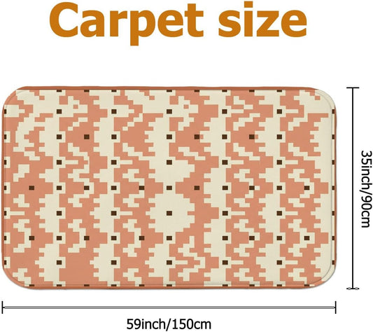 Square Area Rug, Modern Contemporary Rectangle Pixel None Peach Low Pile Sponge Aesthetic Rectangle Home Floor Carpet Rugs for Living Room Bedroom New Home Dining Decor 4' X 6'