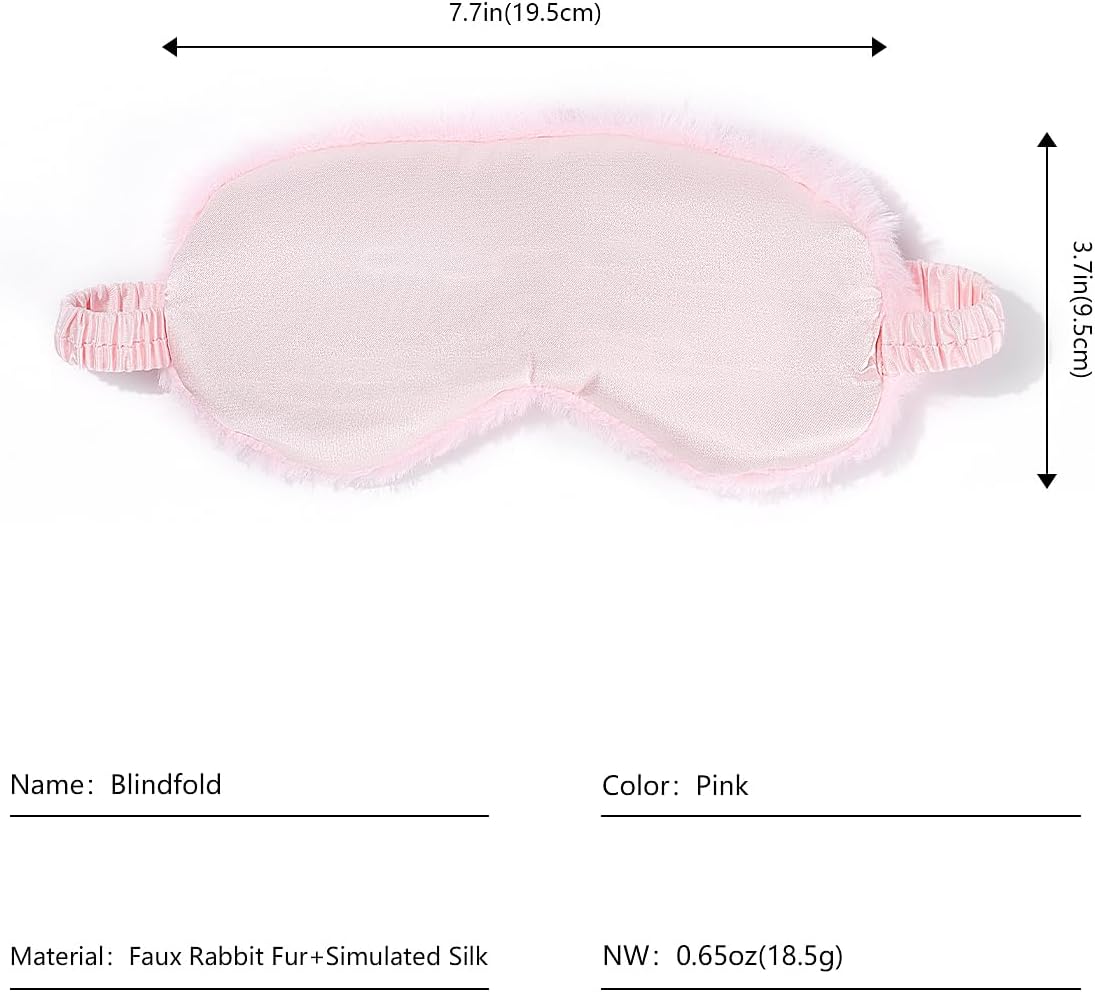 Plush Eye Mask Soft Sleeping Blindfold Furry Eye Cover Comfortable Satin Sleeping Mask Nap Night Eyeshade Cover for Women Men (Pink)
