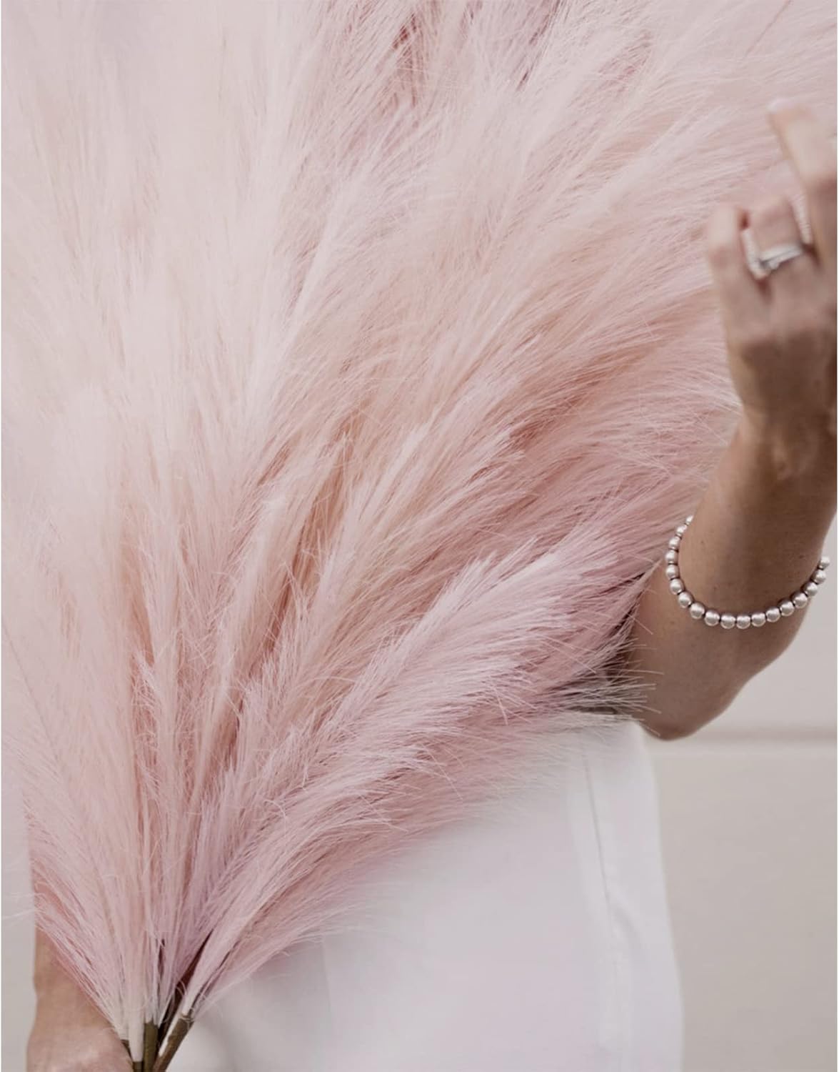 Decoroca Pampas Grass Set - 5 Pcs Faux-Pampas-Grass - 40''/3.3 Ft Tall Non-Shedding,Pink-Pampas-Grass for Home, Bedroom Table, Office, Boho Wedding and Events Decoration