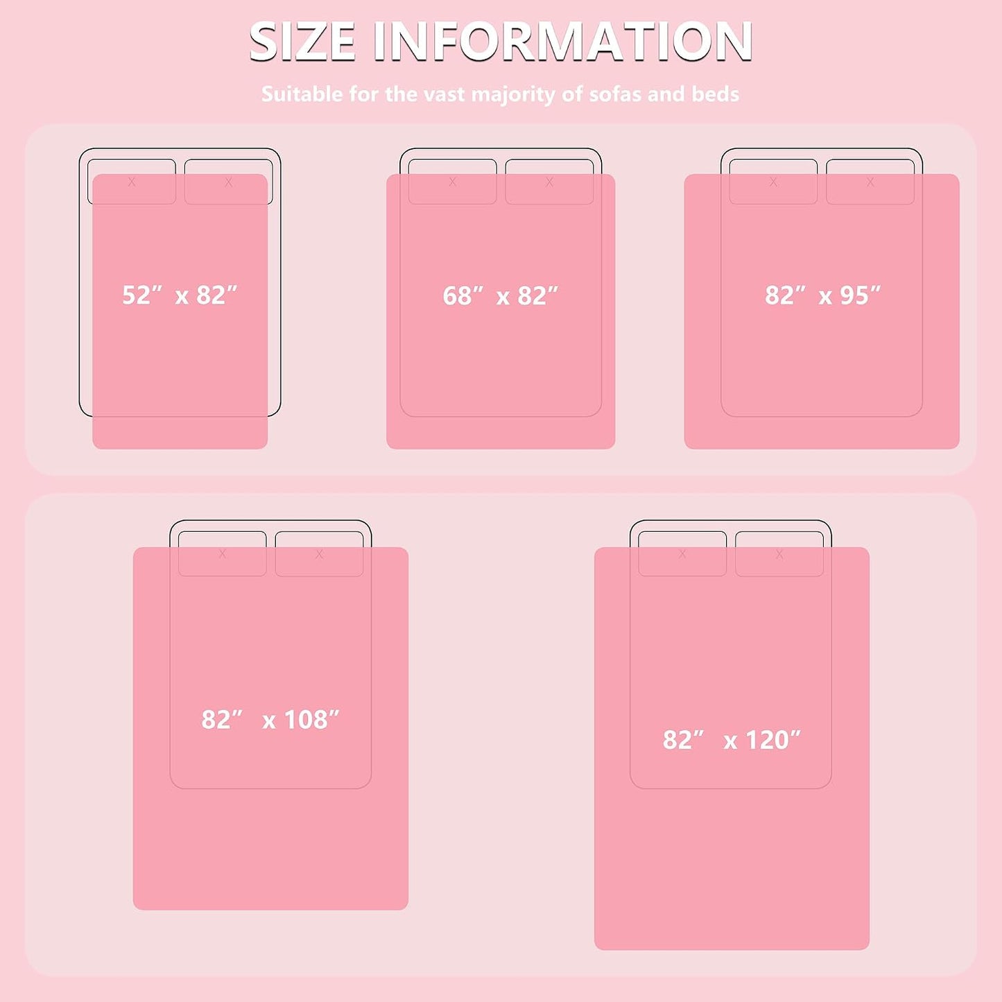 Waterproof Dog Blanket for Couch, Reversible Pet Throw Blankets Leak Proof Sofa Bed Protector for Furniture Machine Washable-68x82,Pink+Cream