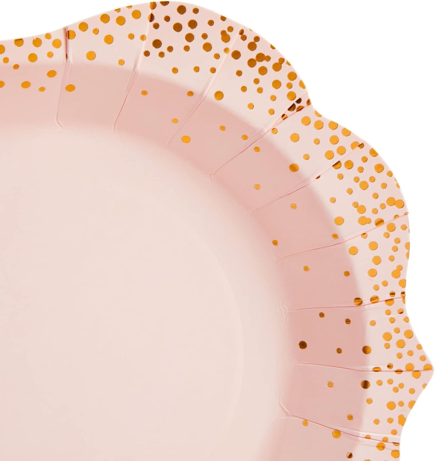 Sparkle and Bash 24-Pack Pink Disposable Serving Trays, Gold Foil Polka Dotted Party Platters for Wedding, Birthday, Tea Party, Brunch Decorations, Table Centerpiece, Home Decor (9x13 in)