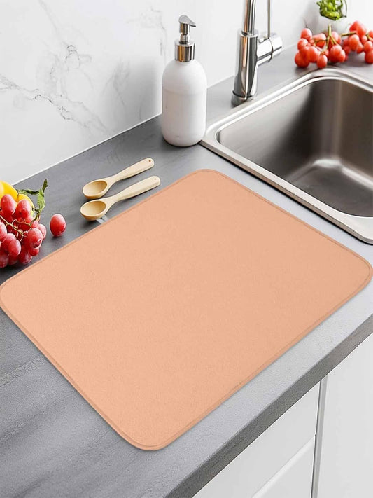 Peach Fuzz Dish Drying Mat 18x24 inch Coral Solid Color Super Absorbent Microfiber Dish Drying Pad for Kitchen Countertops Sink Dish Drainer Racks Coffee Bar Mats 2 Pack