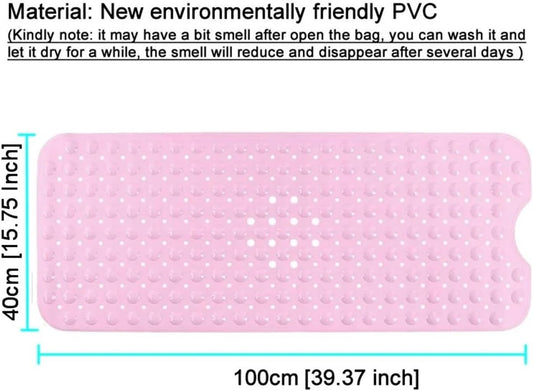 40x100cm Bathtub Mats Anti-Skid,Color Shower Mat with Sucker Non-Slip Bath Soft(Pink)