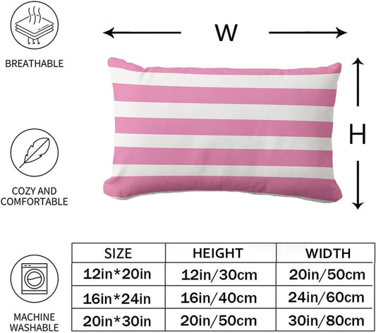 Classic Stripes Light Pink and White Throw Pillow Covers Modern Geometric Farmhouse Decorative Pillow Case Cover (12x20 inch,30 x 50cm)