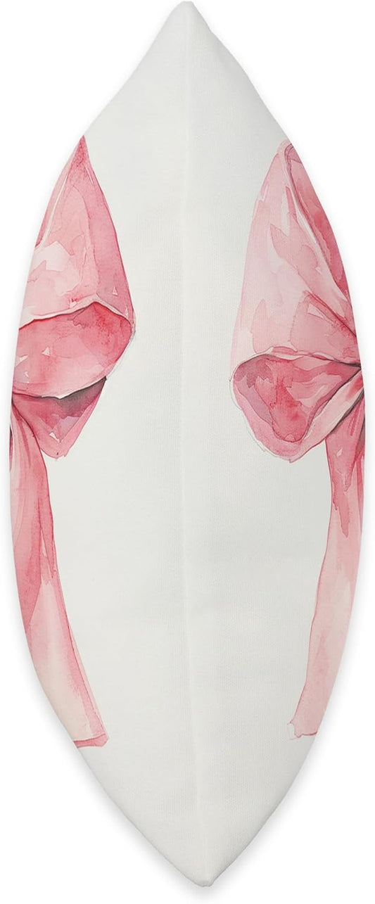 Girly || Watercolour Bow || Coquette || Aesthetic Pink Bow Throw Pillow