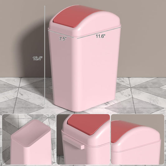 4.5 Gallon Slim Swing Top Garbage Can, Trash Can with Swing Lid, Pink