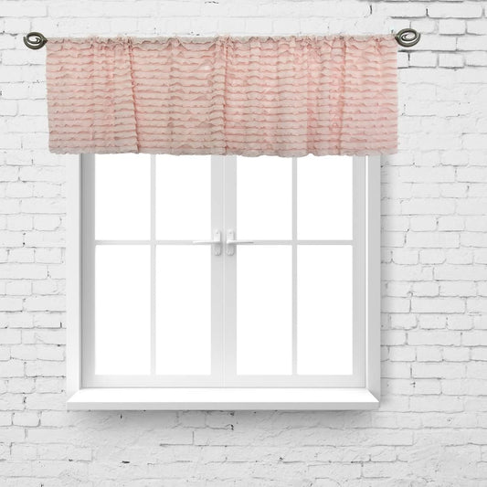Modern Farmhouse Valance Curtains for Windows | Ruffle Lace Window Topper | Shabby Chic Curtain for Girls Bedroom, Kitchen, Nursery, or Cottage Decor | Lightweight 14"x61" Valance (Blush Pink)